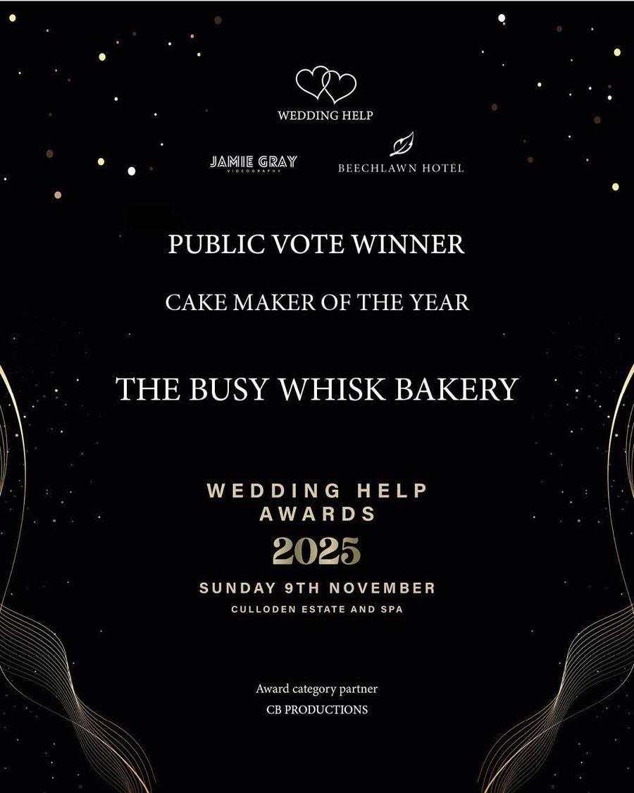 Wedding Help Awards 2025: Public Vote Winner, Cake Maker of the Year, The Busy Whisk Bakery